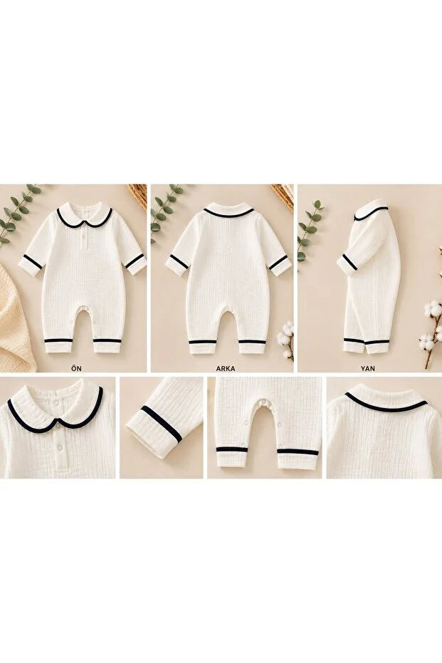 Müslin Bebek Tulum ve Şapka Seti – Unisex