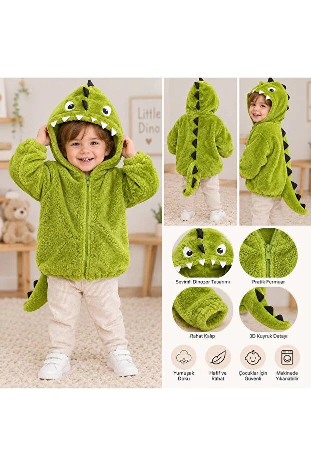 Dinozor Desenli Peluş Yelek – 3 Yaş