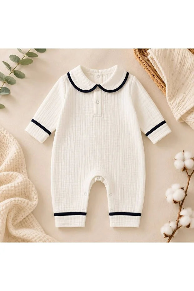 Müslin Bebek Tulum ve Şapka Seti – Unisex