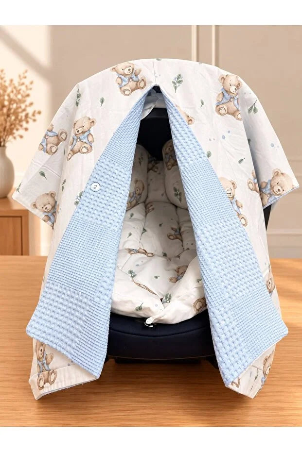 Milello Baby Çift Katlı Puset Örtüsü & Minderi 2'li Set – Teddy Bear