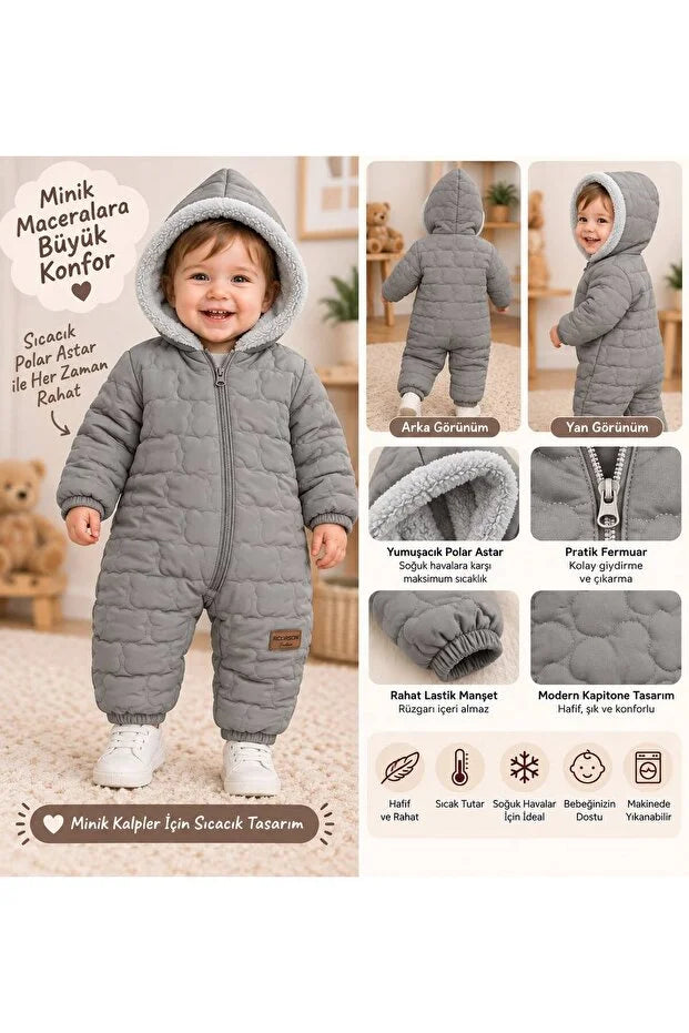 Miello Baby Bebek Çocuk Polar Astarlı Kapitone Astronot Tulum