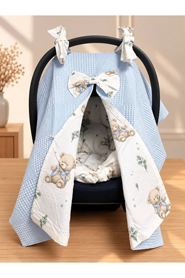 Milello Baby Çift Katlı Puset Örtüsü & Minderi 2'li Set – Teddy Bear