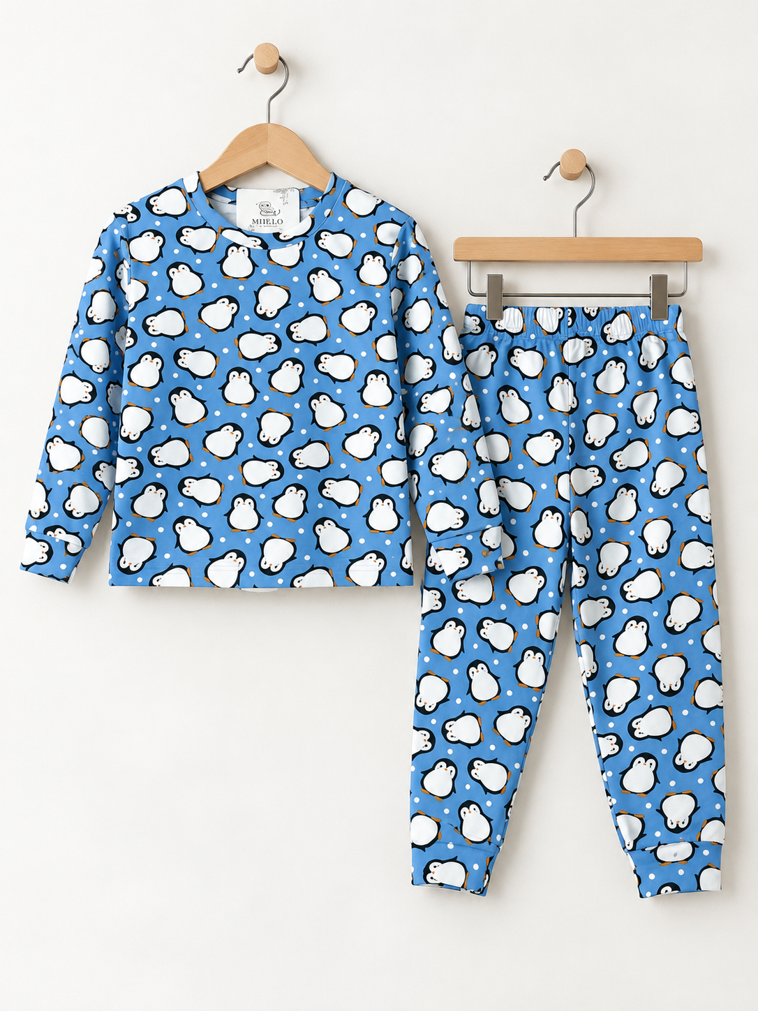 Penguen Desenli Mavi Pijama Takımı