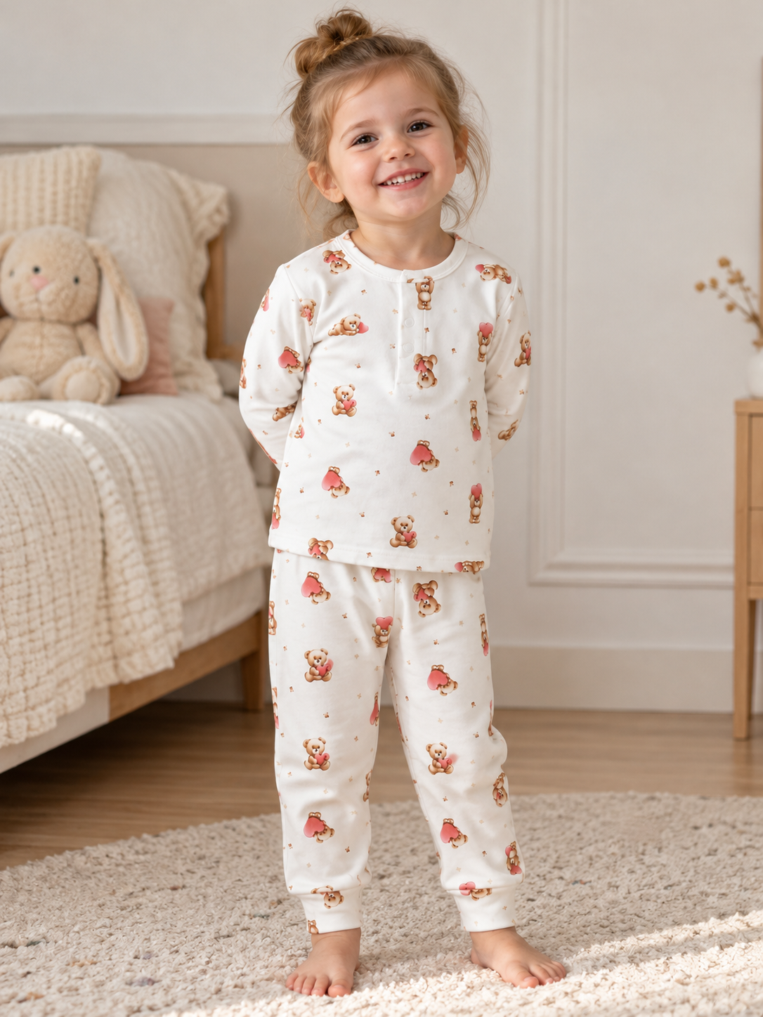 Kalpli Ayıcık Desenli Pijama Takımı