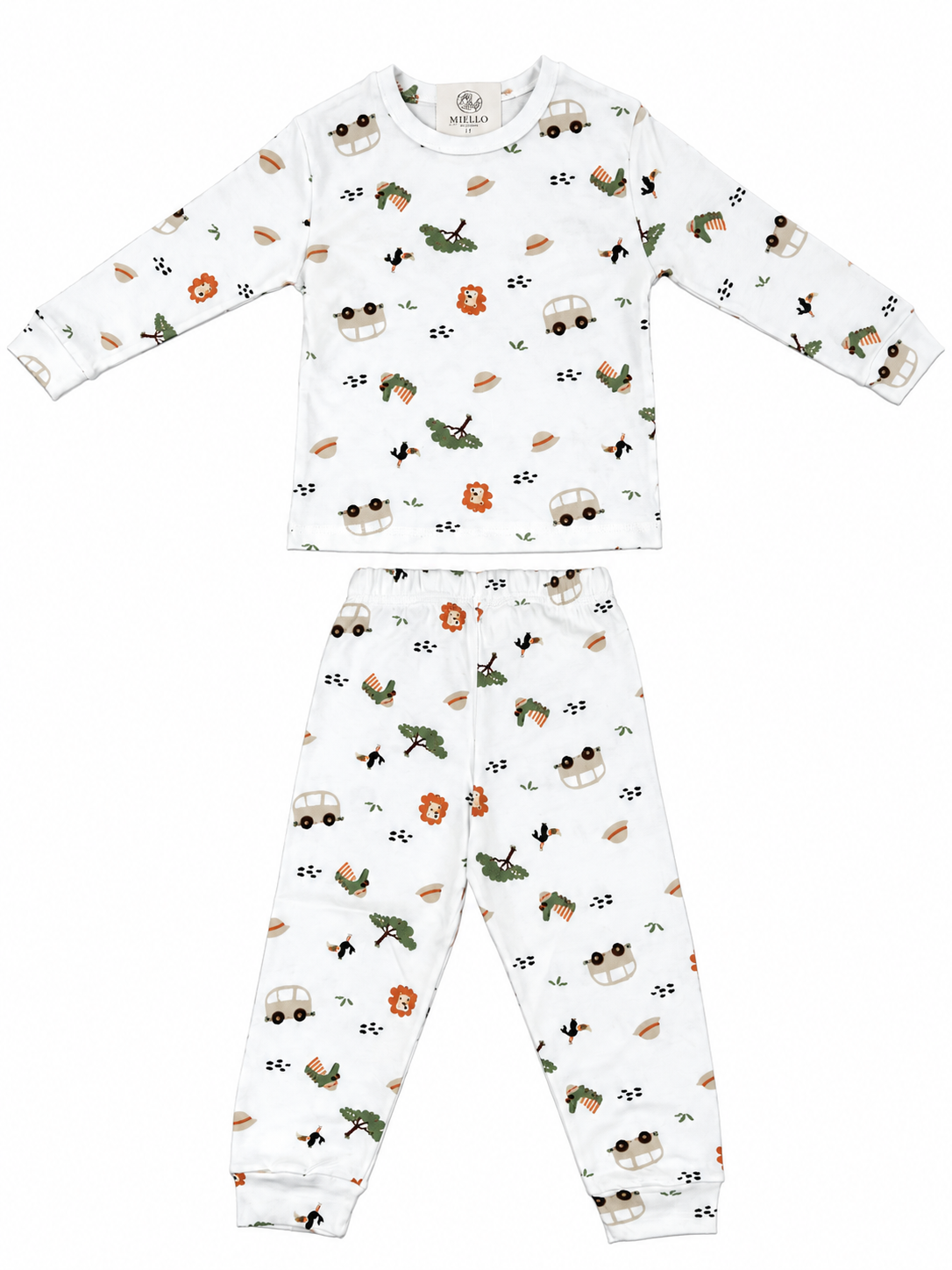 Safari Desenli Beyaz Pijama Takımı